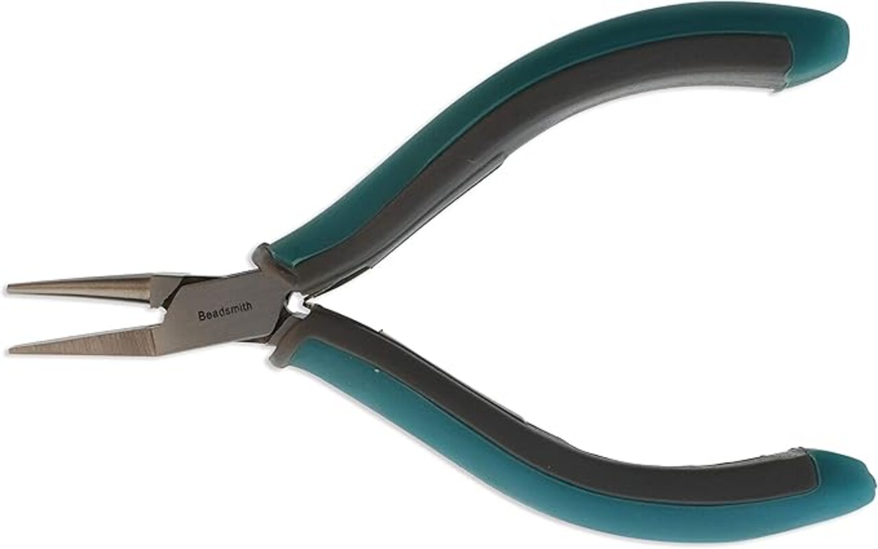 The Beadsmith Simply Modern Half Round/Half Flat Nose Pliers, with polished steel head, comfortable contoured grip handles and double-leaf springs, tool for jewelry making